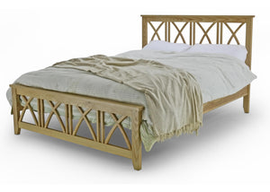 Meadow Solid Oak frame in double or king sizes, with 4 cross bars, steel support system and beech sprung slats