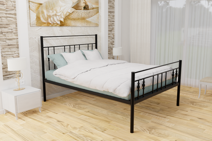 Yiewsley Wrought Iron Bed Frame in Black or Ivory