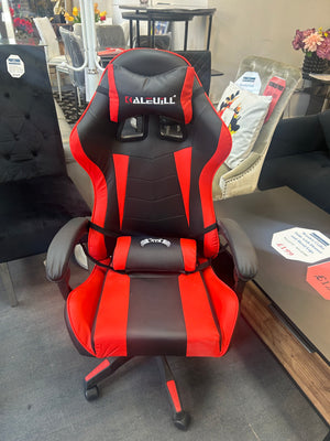 Faux Leather Mid Back Gaming and Computing Chair in Red & Black