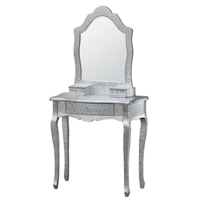 Chaandhi Kar Metal Embossed Dressing Table - Silver