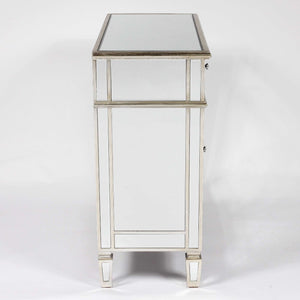 Genevieve Silver One Drawer Two Door Mirrored Cupboard