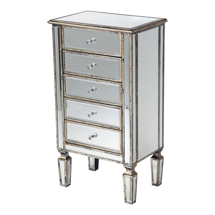 Vintage Venezia Mirrored Tallboy Chest of Drawers - Antique Silver