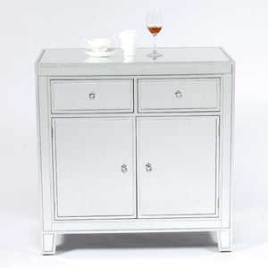 Argenti Mirrored Sideboard Cabinet - Silver Leaf