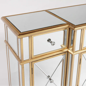 Genevieve Mirrored Gold Side Cabinet