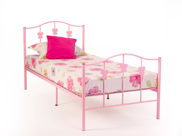 3' Butterfly Pink Metal Bed Frame