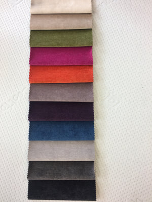 Naples Velvet colours from top: Cream, Beige, Green, Pink, Orange, Lilac, Purple, Blue, Silver, Slate Grey, Black
