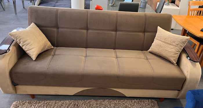 BEDTIME Brown and Beige Sofabed with Storage