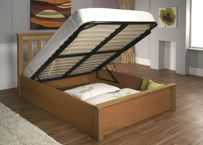 New Alder Solid Oak Ottoman Storage Bed